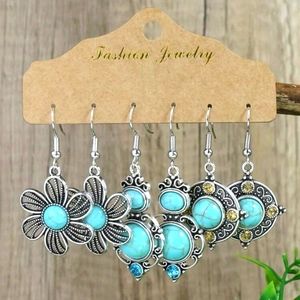 3 pair Turquoise drop earrings